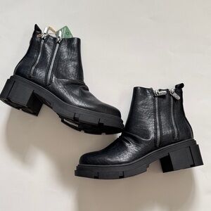 Blowfish Black Ankle Booties with Double Zippers